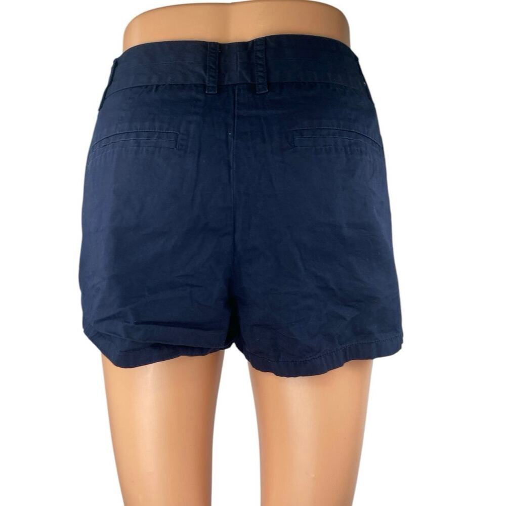J.Crew Women's Blue Mid Rise Pockets Zip Straight Leg Slim Mini Chino Shorts 6 - Picture 3 of 4